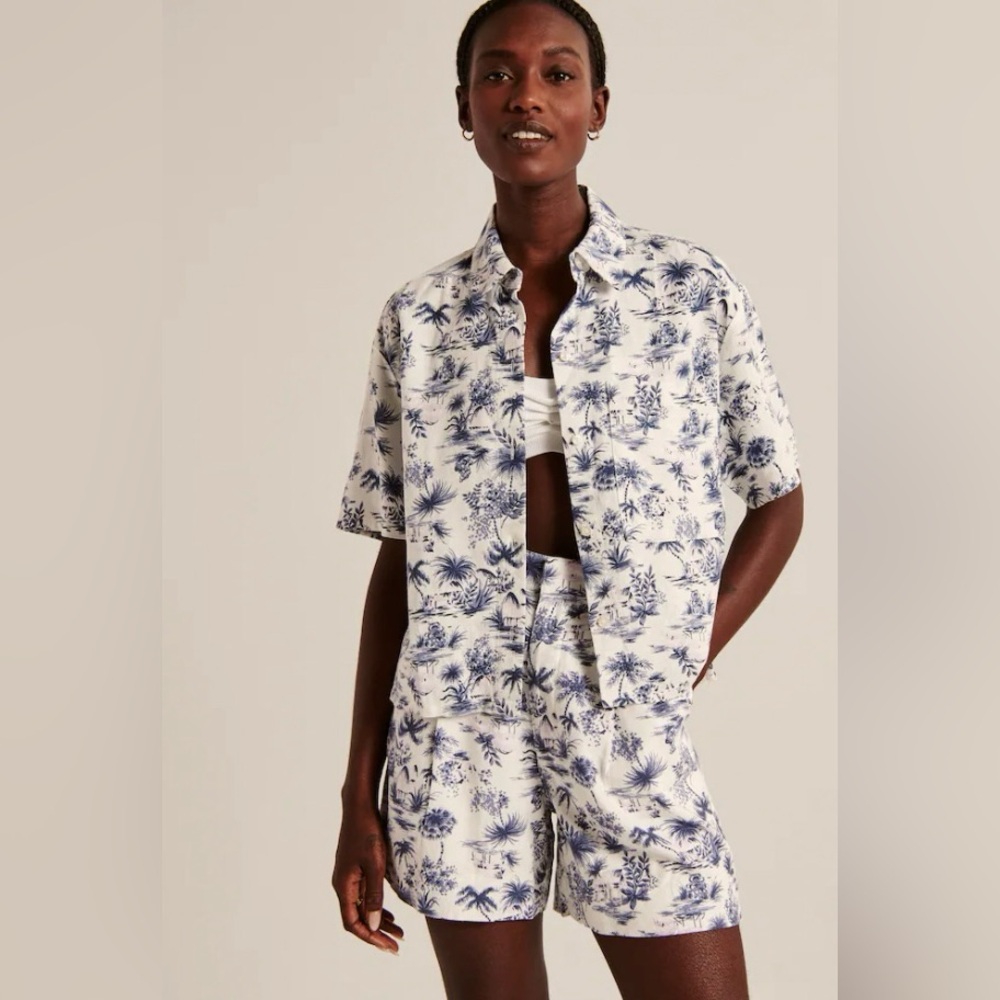 Abercrombie & Fitch tropical print button front and shorts set